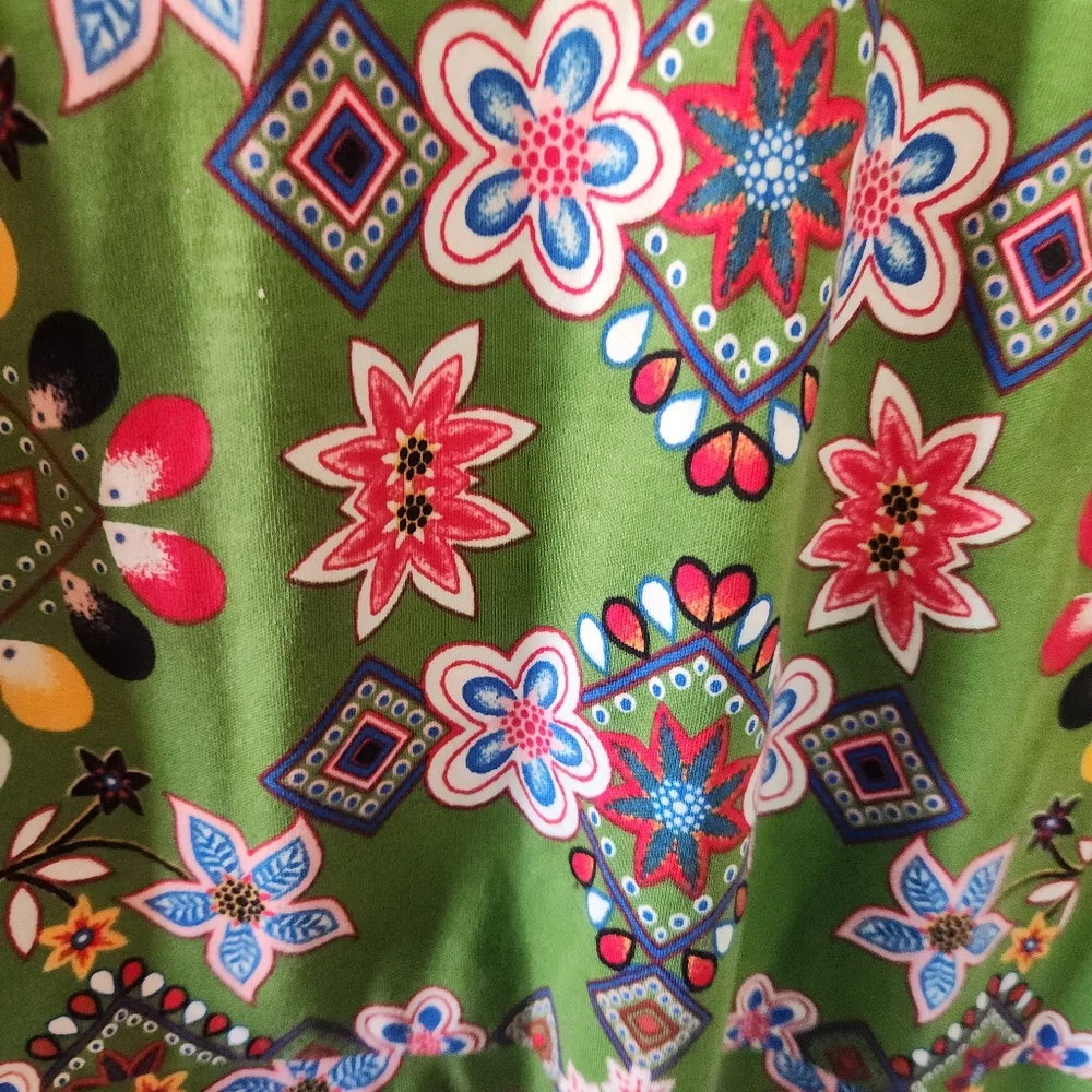 New York and Company green, red, blue, white sleeveless floral dress. Si… - Picture 5 of 11